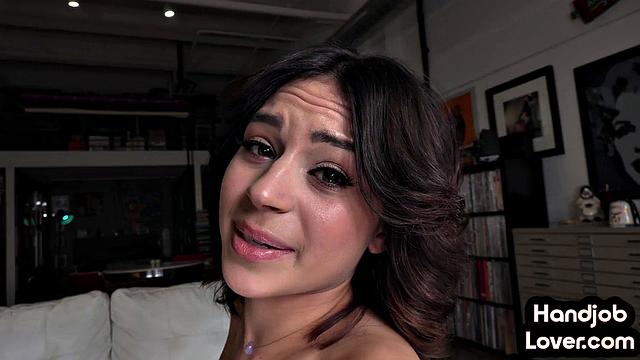 POV 21yo cutie babe jerking lover's cock