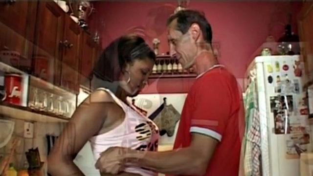 Hot Latina gives blowjob, gets fucked hard by old man