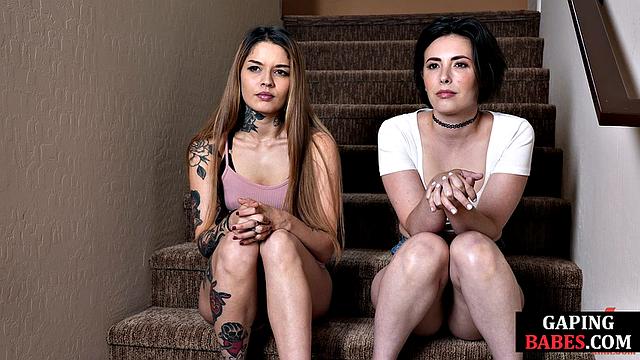 Horny lez babes gaping each other