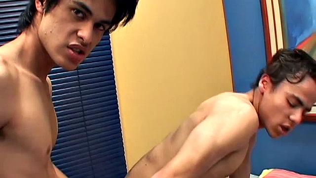 We find Latin twinks Alfredo and Saul on the bed kissing and stripping. As the clothes come off, the boys go for eachother's big uncut cock.