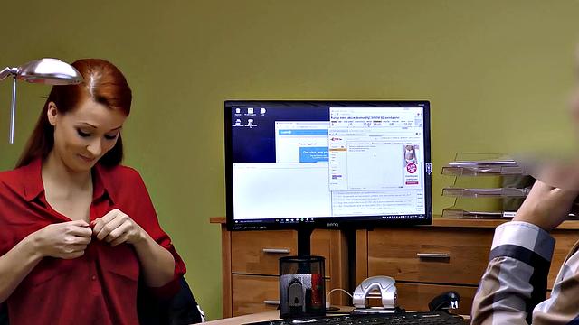 LOAN4K. Busty redheaded has sex with a hung guy who can help her