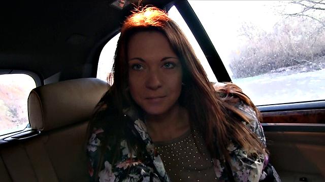 Naughty Teen gets her tight pussy pounded in a car