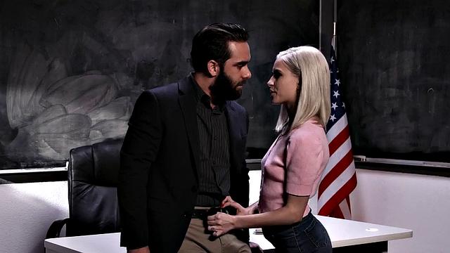 Cute student seduces teacher after class then gets fucked