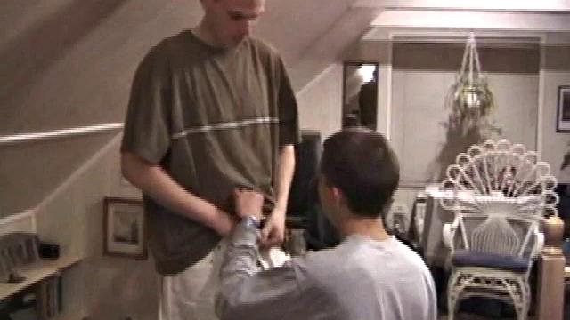 Christian loves showing off his big dick. Chad Wiley is talkative and flul of off-the-wall comments. Christian shuts him up by sticking his dick in his mouth.