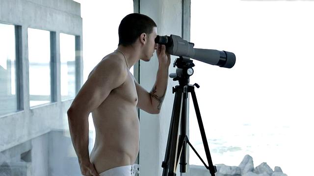 Sixpack jock teases body and jerks for cumshot