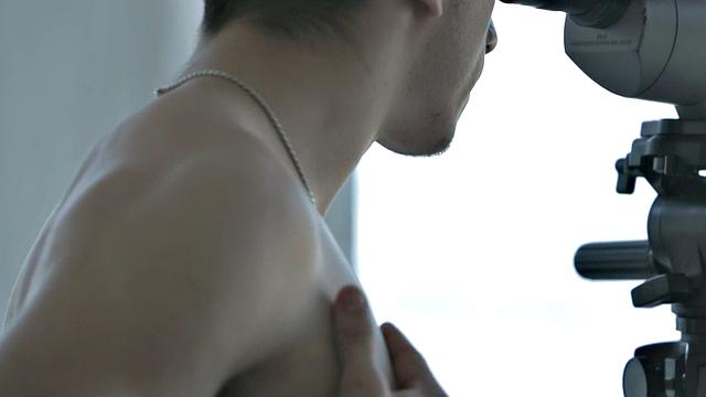 Sixpack jock teases body and jerks for cumshot