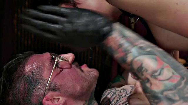 Transgender beauty fucked by BDSM male in anal