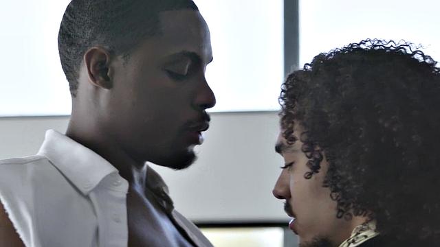 Gay ebony duo enjoy rimjob and sex on the bed