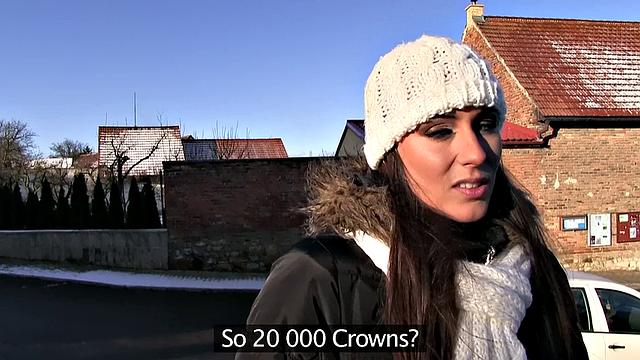 Watch this tattooed babe smile as she rides dick for cash in POV