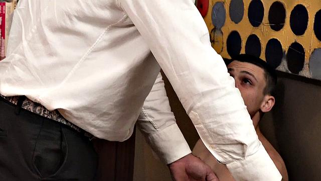 Petite twinks fucked by office DILF while being watched by voyeur