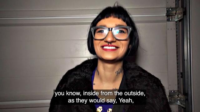 Nerdy babe doggystyled for cash