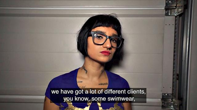 Nerdy babe doggystyled for cash