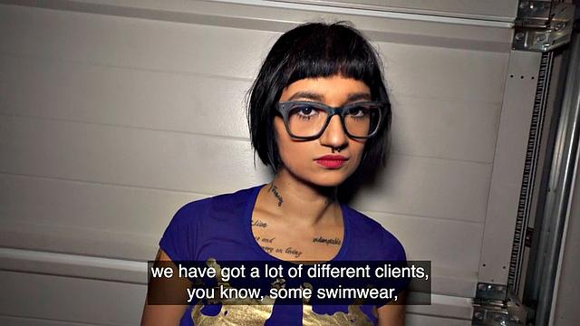 Nerdy babe doggystyled for cash