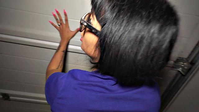 Nerdy babe doggystyled for cash