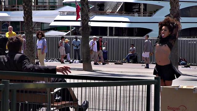 Humiliated European public nudity and kinky spanking