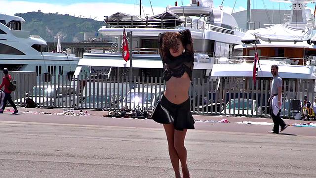 Humiliated European public nudity and kinky spanking