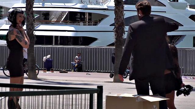 Humiliated European public nudity and kinky spanking