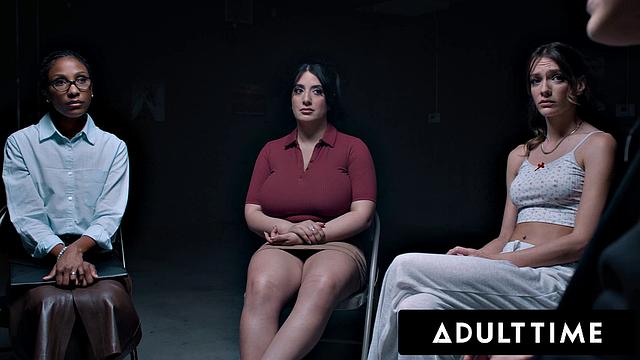 ADULT TIME - Sex Addict Little Puck DOUBLE PENETRATED DURING ROUGH DVP GANGBANG