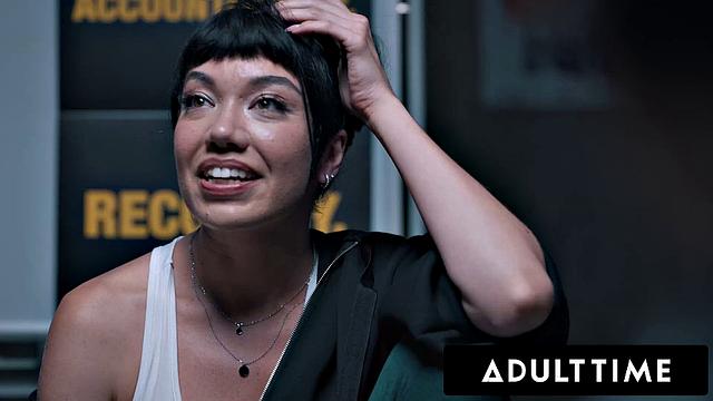 ADULT TIME - Sex Addict Little Puck DOUBLE PENETRATED DURING ROUGH DVP GANGBANG