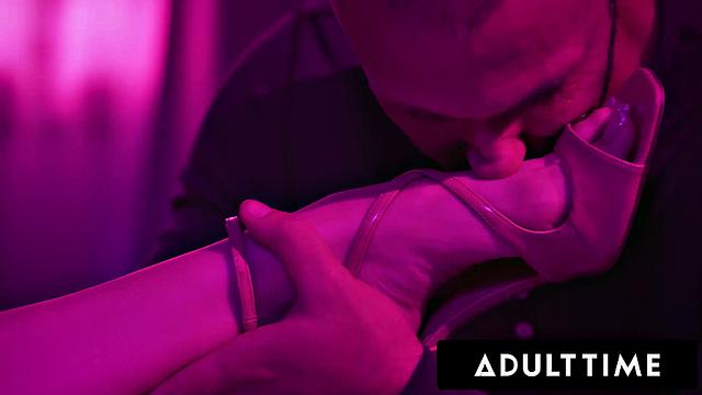 ADULT TIME - Sex Addict Little Puck DOUBLE PENETRATED DURING ROUGH DVP GANGBANG