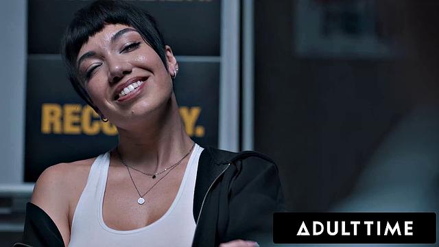 ADULT TIME - Sex Addict Little Puck DOUBLE PENETRATED DURING ROUGH DVP GANGBANG