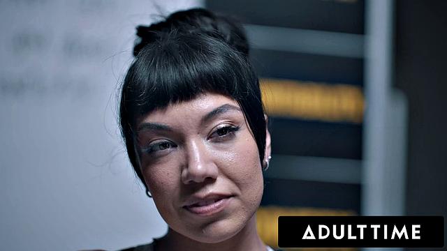 ADULT TIME - Sex Addict Little Puck DOUBLE PENETRATED DURING ROUGH DVP GANGBANG