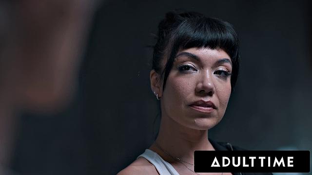 ADULT TIME - Sex Addict Little Puck DOUBLE PENETRATED DURING ROUGH DVP GANGBANG