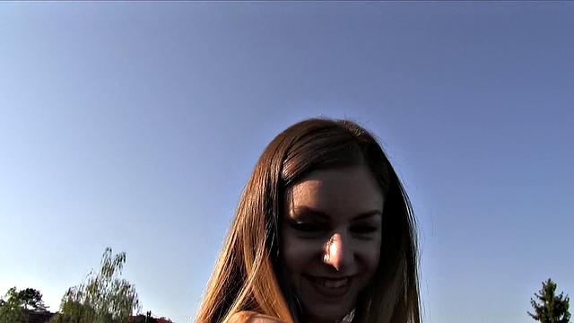 Watch this busty babe give a public handjob and blowjob, getting fucked hard in the process!