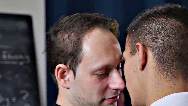 Pervert priest fucks student's tight asshole in classroom