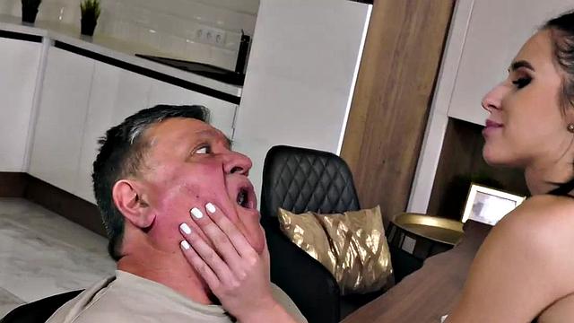 Old grandpa penetrates small-titted bae in missionary