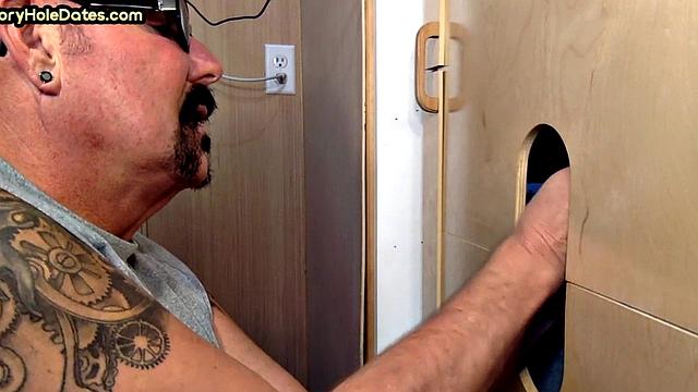 Gloryhole amateur sucks cock and eats load