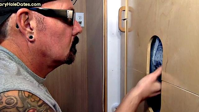 Gloryhole amateur sucks cock and eats load