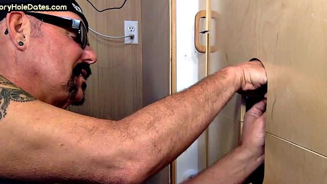 Gloryhole amateur sucks cock and eats load