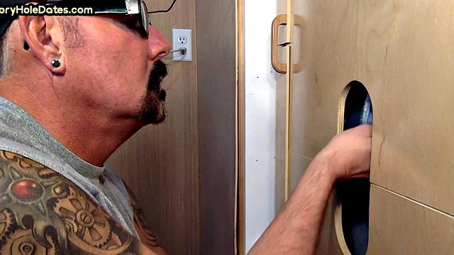 Gloryhole amateur sucks cock and eats load