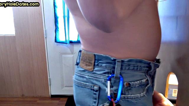 Gloryhole amateur sucks cock and eats load