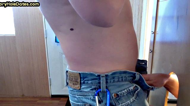 Gloryhole amateur sucks cock and eats load