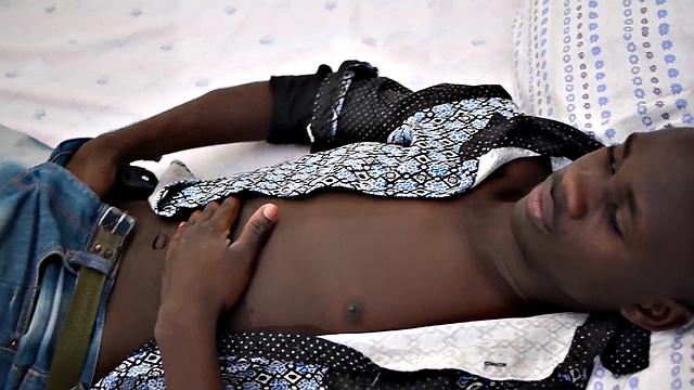 Slim amateur African strips and jerks off for jizzshot