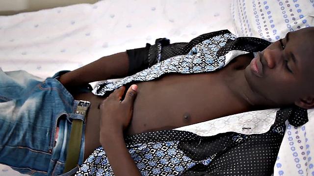 Slim amateur African strips and jerks off for jizzshot