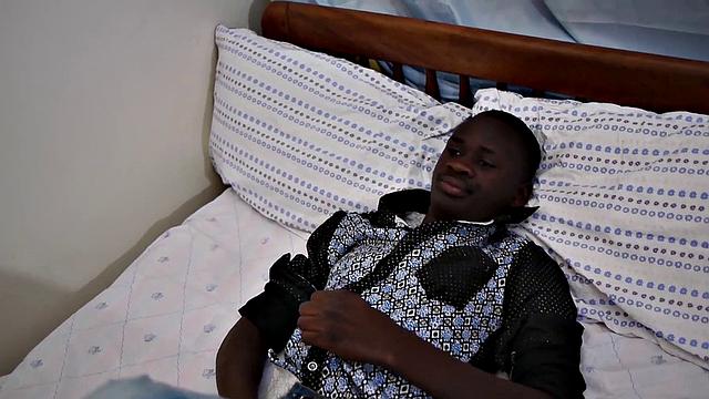 Slim amateur African strips and jerks off for jizzshot