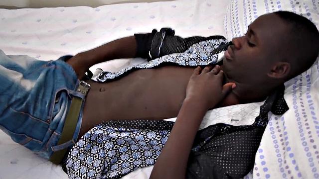 Slim amateur African strips and jerks off for jizzshot