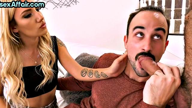 Bisexual piercedpussy MILF banged in 3some after deepthroat