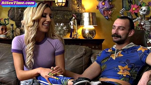 Cute babe pleases two guys in BI 3some