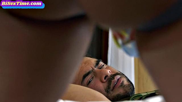 Cute babe pleases two guys in BI 3some