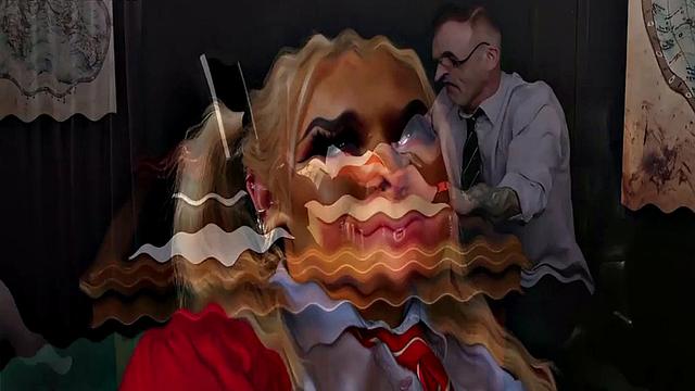 CFNM college gals suck professor's cock in classroom 3some