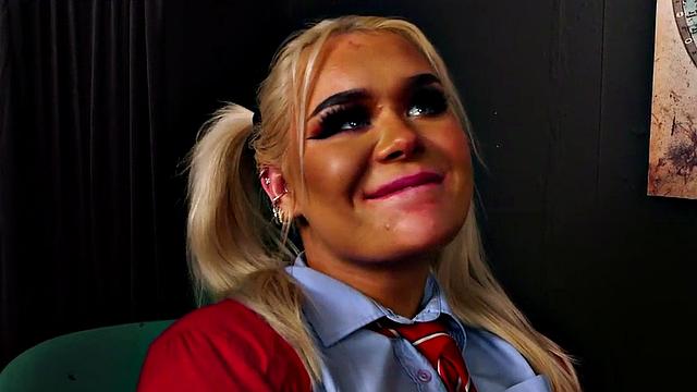 CFNM college gals suck professor's cock in classroom 3some