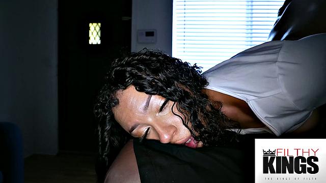 FilthyMassage - Ebony Queen Sizzling in Oil and Fucked Hard