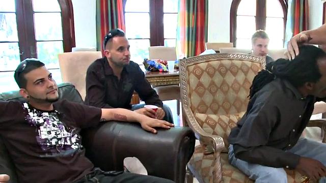 Ebony assfucked in stripper orgy while voyeurs watch