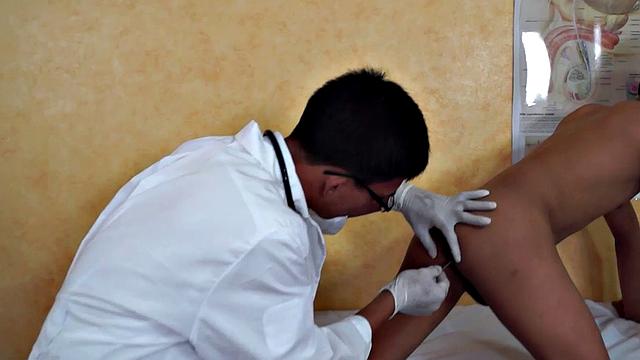 Asian twink anally examined at doctor's infirmary