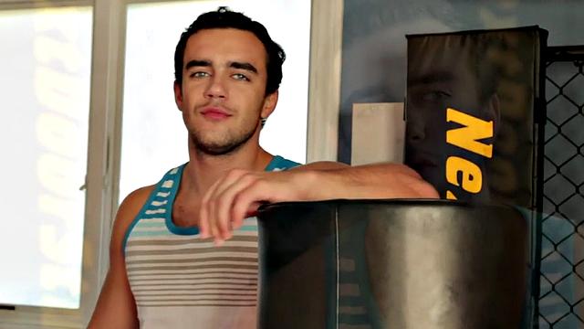 Hunky newbie removes clothes and masturbates in garage