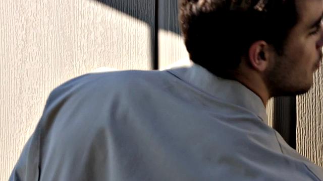 Hunky newbie removes clothes and masturbates in garage